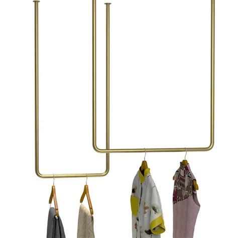 Simple Wrought Iron Gold Clothing Rack Clothing Store Display Rack