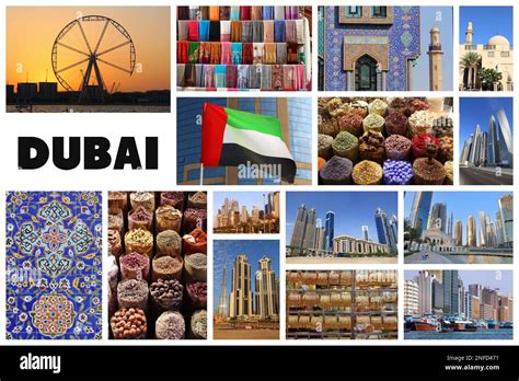 Dubai City Postcard Travel Place Landmark Photo Collage Stock Photo