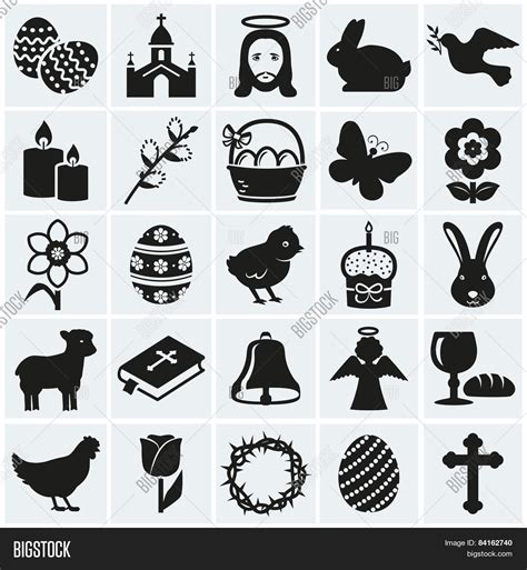 Easter Icons Set Vector And Photo Free Trial Bigstock