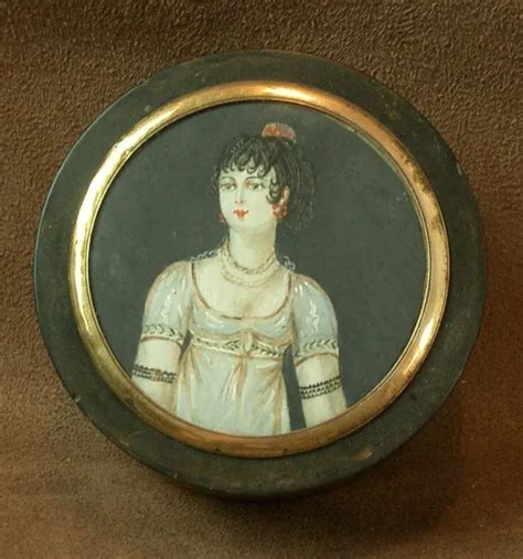 ANCIENNE BOITE PORTRAIT MINIATURE PEINTURE FEMME DU DEBUT DU XIXe EUR