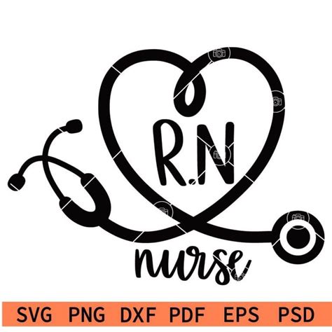 Rn Nurse Stethoscope Heart Symbol Svg Registered Nurse Svg Nurse Love Svg