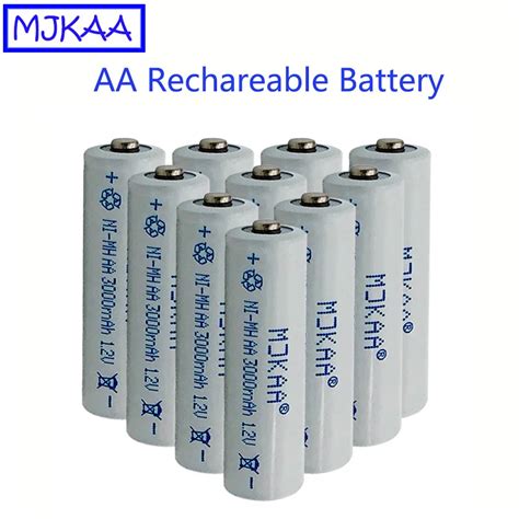 Mjkaa Original 10 20pcs Aa 1 2v Ni Mh 3000mah Rechargeable Battery 2a Neutral Rechargeable