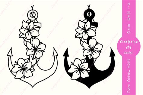 Anchor Svg Cut File Floral Anchor Monogram Silhouette Svg 558261 Cut Files Design Bundles