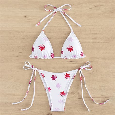 BOOMILK Bikini Sets For Women Sexy Lips Flowers Hearts Stripes Plaid