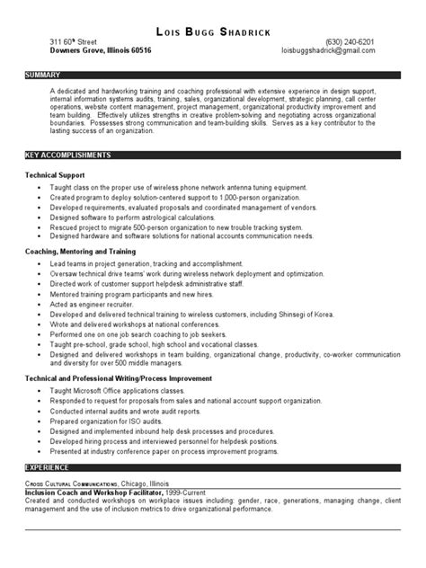 Sample Resume Coaching Training Internal Audit Call Centre