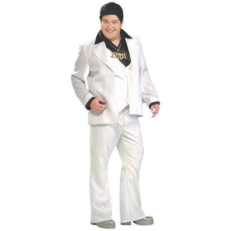 Buy Hobbypos Disco Fever Saturday Night 1970s White Suit Tony John Travolta Mens Costume Plus ...