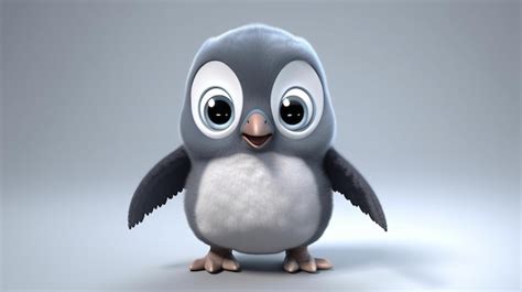 Premium AI Image | A baby penguin with a white face and black eyes.