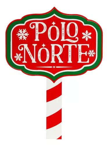 Letrero Navideño Polo Norte Mdf Rojo Decorar 34cm Mylin 1pz MercadoLibre