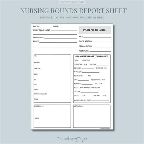 The Nursing Report Sheet For Nurses