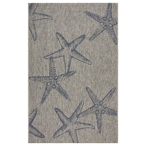 Lr Home Coastal Starfish Indooroutdoor Area Rug Gray Blue 7 9 X