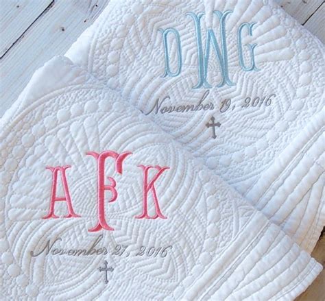 Baptism Gift Monogram Quilt New Baby Gift Personalized