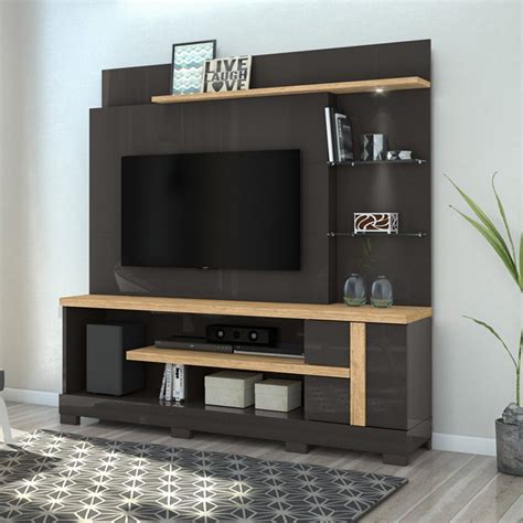 Estante Home para TV até 55 Polegadas 1 Porta 5 Prateleiras 180cm Alan