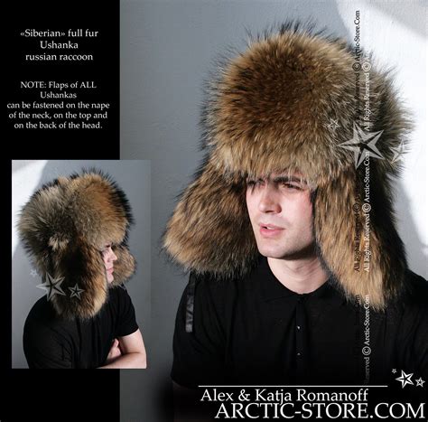 Siberian Ushanka Hat Russian Raccoon Winter Fur Hat Fur Fur Collars