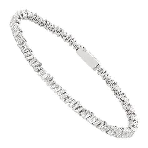 3 00 Carat Baguette Cut Diamond Tennis Bracelet 18k White Gold For Sale