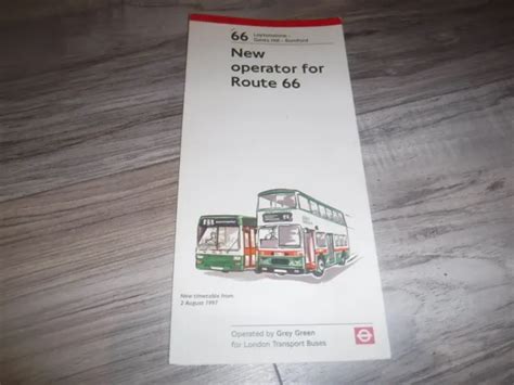 London Transport Buses Route 66 Timetable Grey Green August 1997