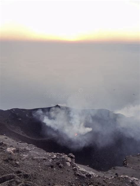 Crater at Mount Stromboli stock image. Image of island - 156692277