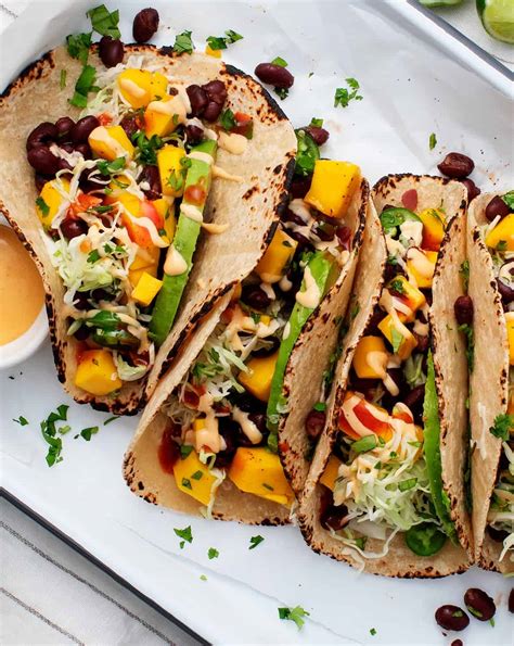 Spicy Mango Black Bean And Avocado Tacos Recipe Love And Lemons