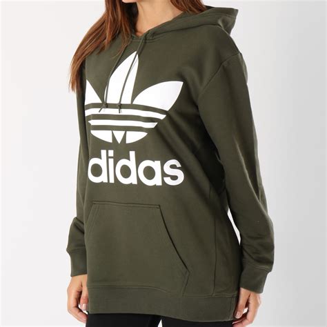 Adidas Originals Sweat Capuche Oversize Femme Trefoil Dh3137 Vert