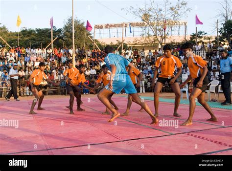 Boys playing Kabaddi game at Coimbatore ; Tamil Nadu ; India Stock ...