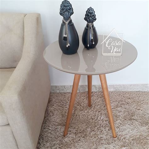 Mesa de Canto Decorativa Redonda Pé Palito Fendi Vidro Elo7