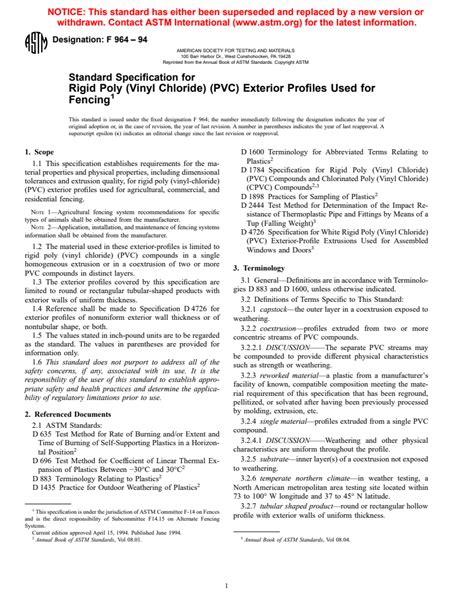 Astm F964 94 Standard Specification For Rigid Poly Vinyl Chloride