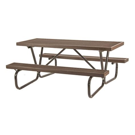 8 Ft Plastisol Coated Expanded Metal Picnic Table With Bolted 1 58 O