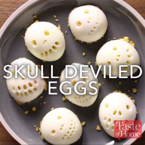 Skull Deviled Eggs Recipe | Deviled eggs recipe, Halloween food for party, Halloween desserts