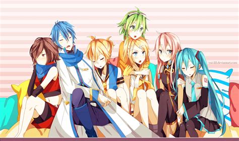 Group Gumi Hatsune Miku Kagamine Len Kagamine Rin Kaito Male Megurine Luka Meiko Twintails