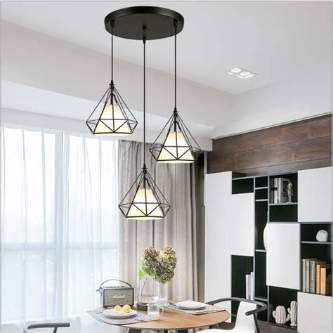 Idegu Lustre Suspension Vintage Salon Noir Lampe Suspension