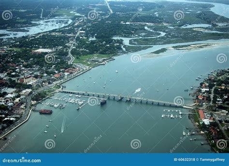 Aerial View St Augustine FL Bridge of Lions Stock Photo - Image of bridge, city: 60632318