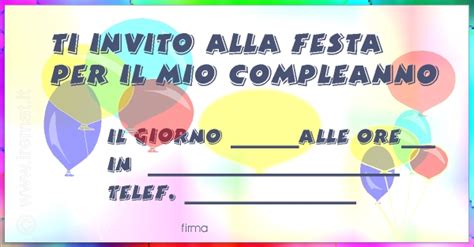 Biglietti Invito Compleanno Gratis Scaricare Inviti Bigliettini Festa