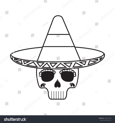 Mexican Skull Hat Design Mexico Culture Stock Vector Royalty Free