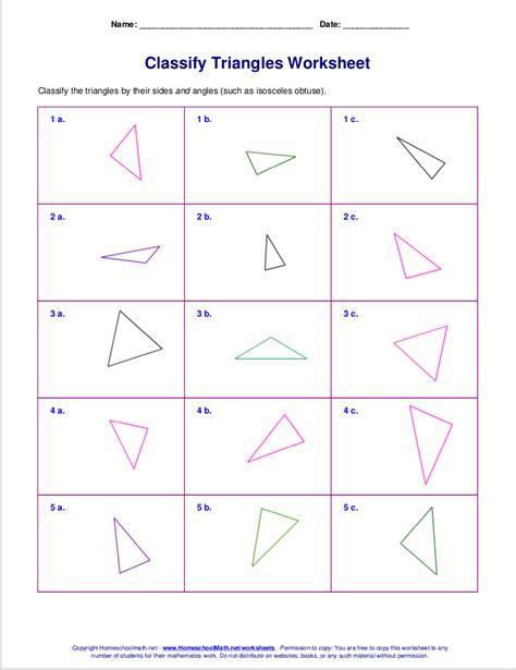 Identifying Triangles By Sides And Angles Worksheet