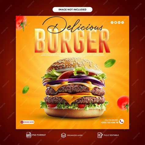 Premium Psd Psd Delicious Hot And Spicy Burgers Foods Social Media