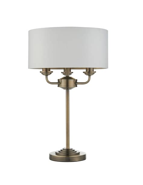 Endon Highclere Light Table Lamp Antique Brass Vintage White