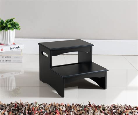 Garrie Black Wood 12 Inch Contemporary Bedroom Step Stool Display