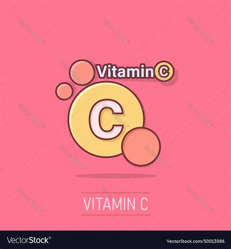 Vitamin C Icon In Comic Style Pill Capsule Vector Image