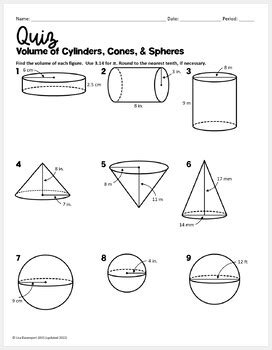 Volume Of Spheres And Cones Worksheet