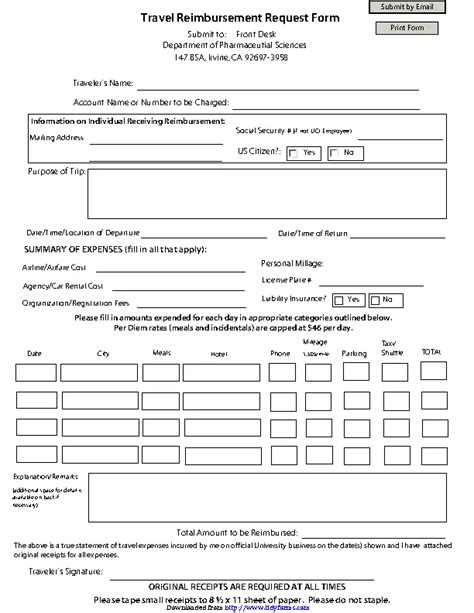 Travel Reimbursement Form Template Pdfsimpli