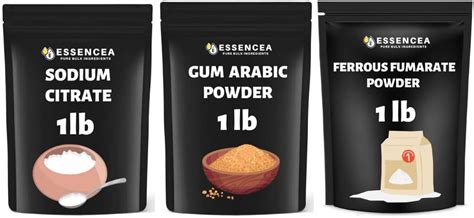 Essencea Sodium Citrate Powder 1lb Gum Arabic Powder 1lb And Ferrous Fumarate 1lb