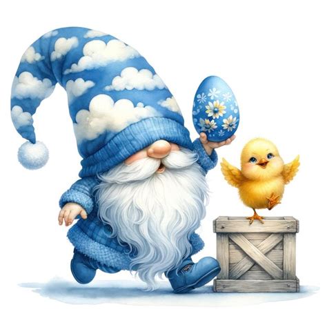 Premium PSD Cute Gnome Easter Day Clipart Illustration