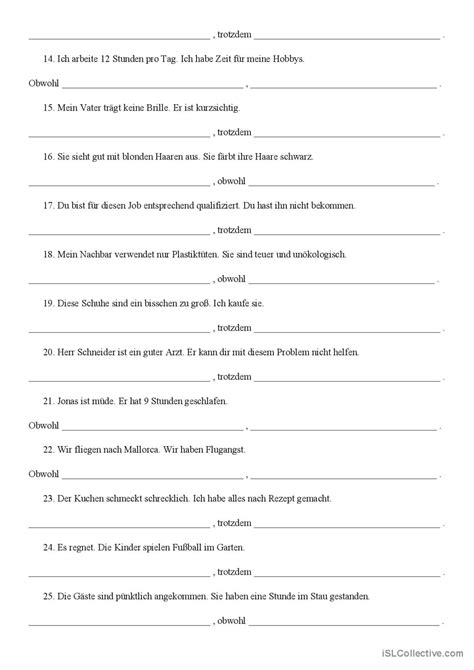 Konzessivsatz obwohl und trotzdem a Deutsch DAF Arbeitsblätter pdf doc