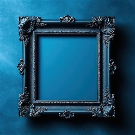 Premium AI Image | Black frame on a Dark Blue color wall or background