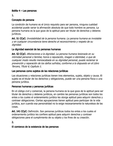 Bolilla Resumen Derecho Civil Parte General Bolilla Las