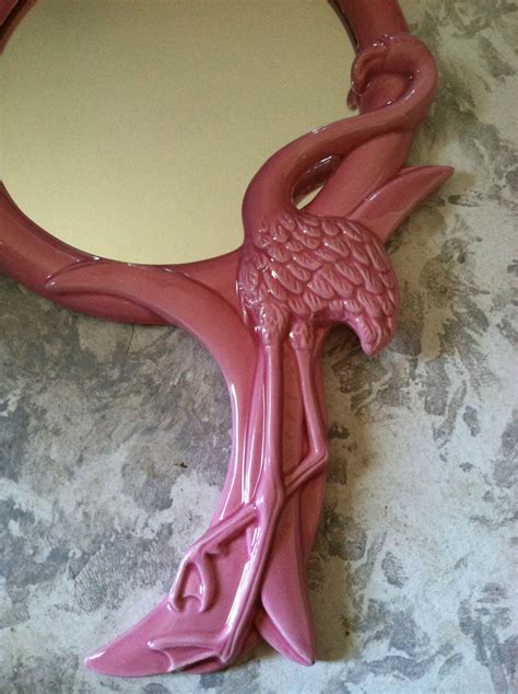 Vintage Vandor Pink Flamingo Vanity Hand Mirror Etsy