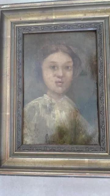 Tableau Peinture Ancienne Portrait Huile Sur Panneau Eur