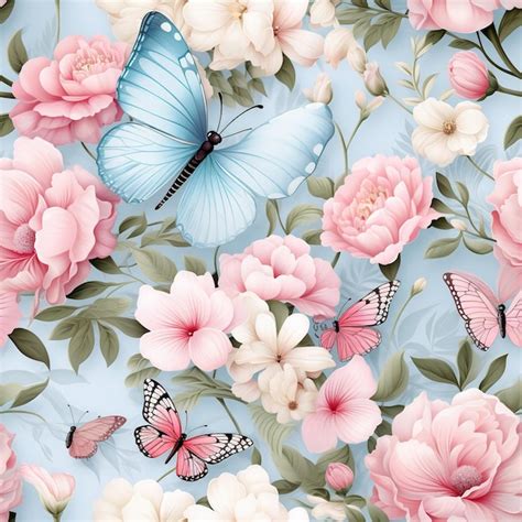 Premium Photo | A butterfly and pink roses with butterflies in the ...