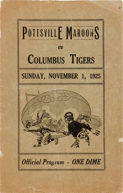 Pottsville Maroons vs. Columbus Tigers (November 1, 1925) - SportsPaper ...