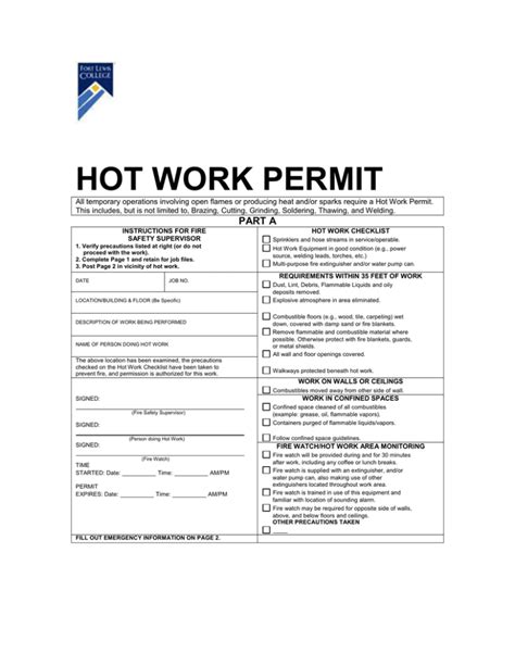 Hot Work Permit Template Fill Online Printable Fillable Blank Pdffiller Ph