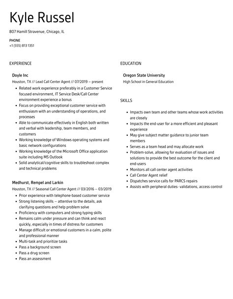 Call Center Agent Resume Samples Velvet Jobs